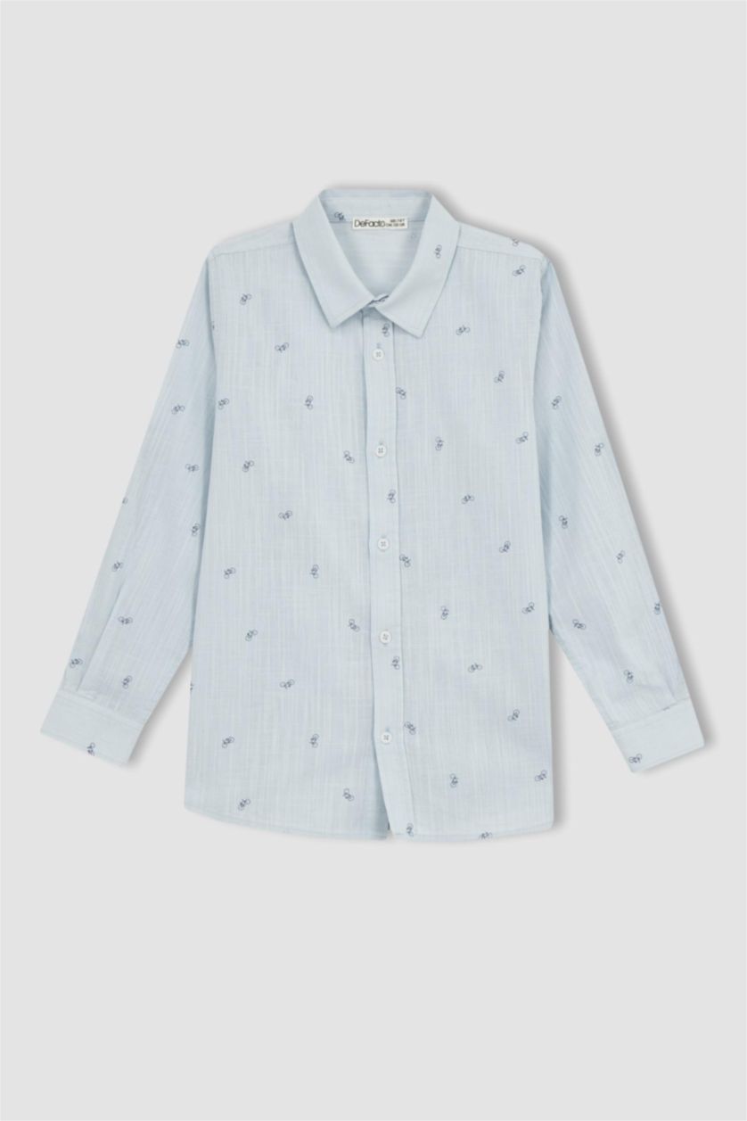 Boys & Teens Light Blue Boy Linen Look Long Sleeve Shirt