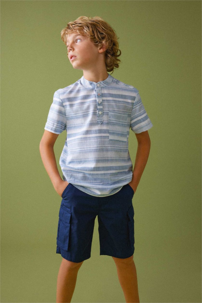 BOYS & TEENS Light Blue Regular Fit Short Sleeve Shirt