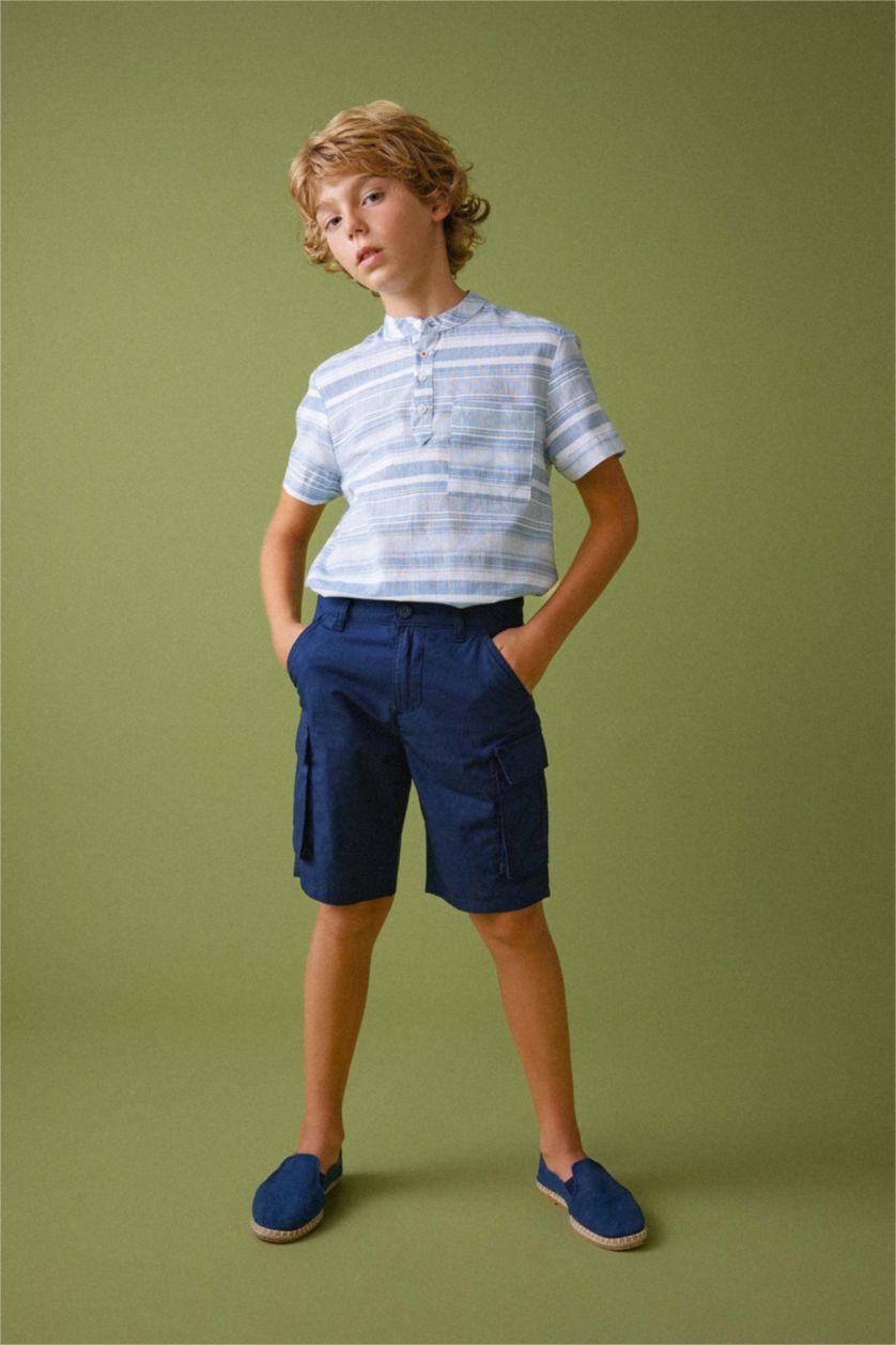 BOYS & TEENS Light Blue Regular Fit Short Sleeve Shirt