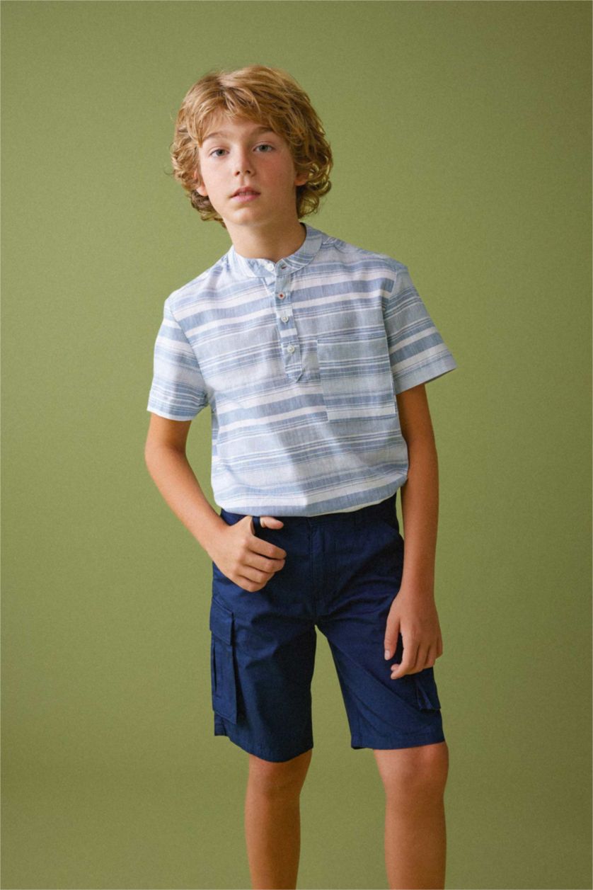 BOYS & TEENS Light Blue Regular Fit Short Sleeve Shirt