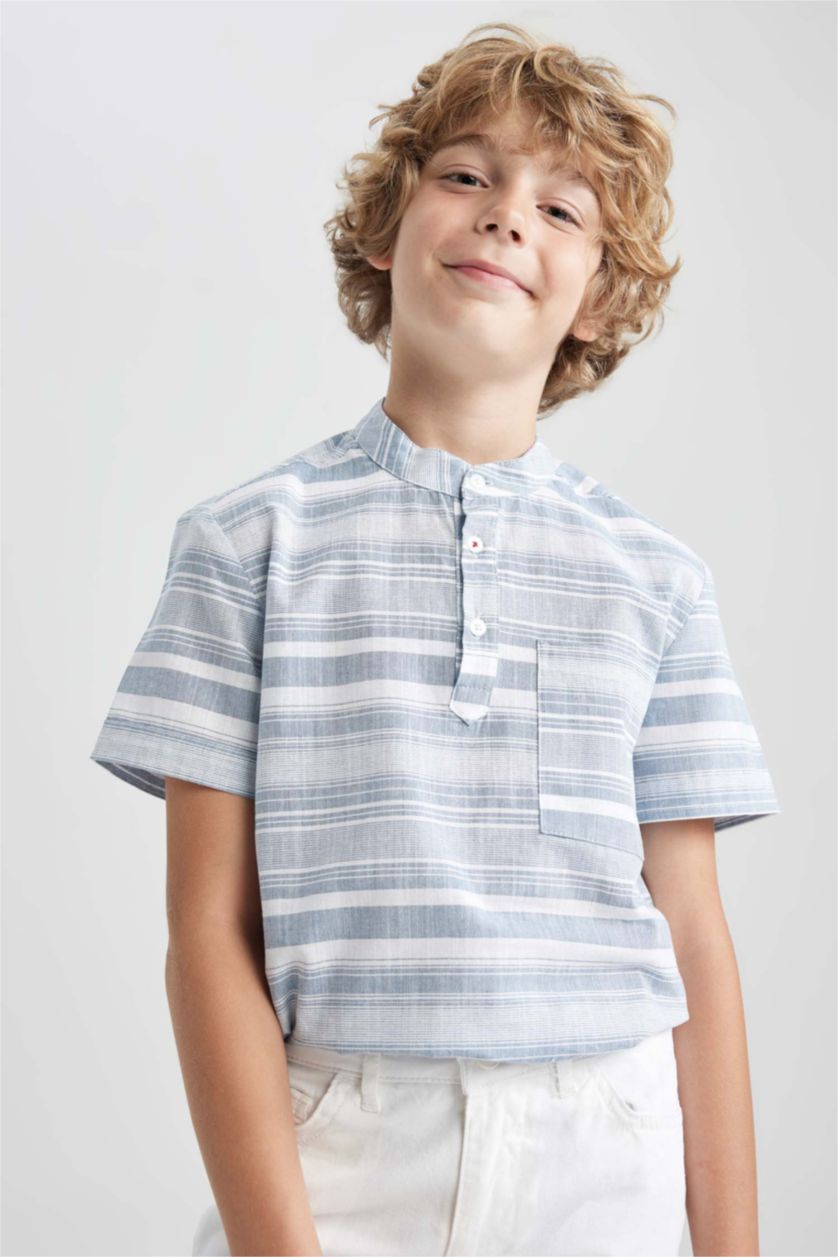 BOYS & TEENS Light Blue Regular Fit Short Sleeve Shirt