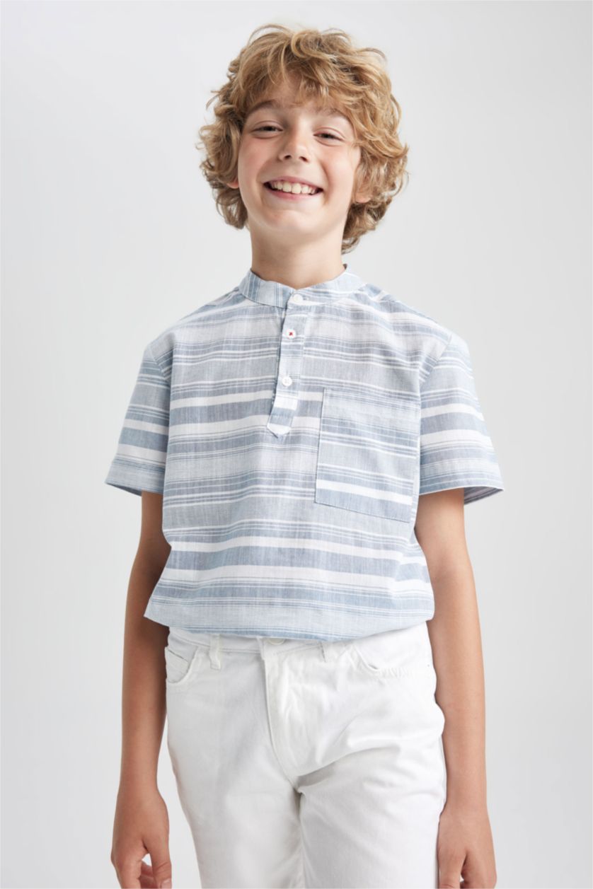 BOYS & TEENS Light Blue Regular Fit Short Sleeve Shirt