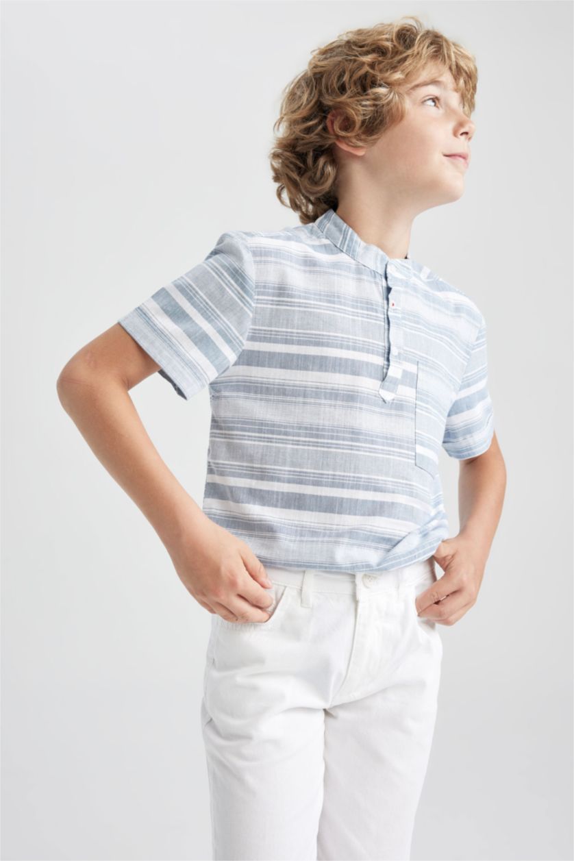 BOYS & TEENS Light Blue Regular Fit Short Sleeve Shirt