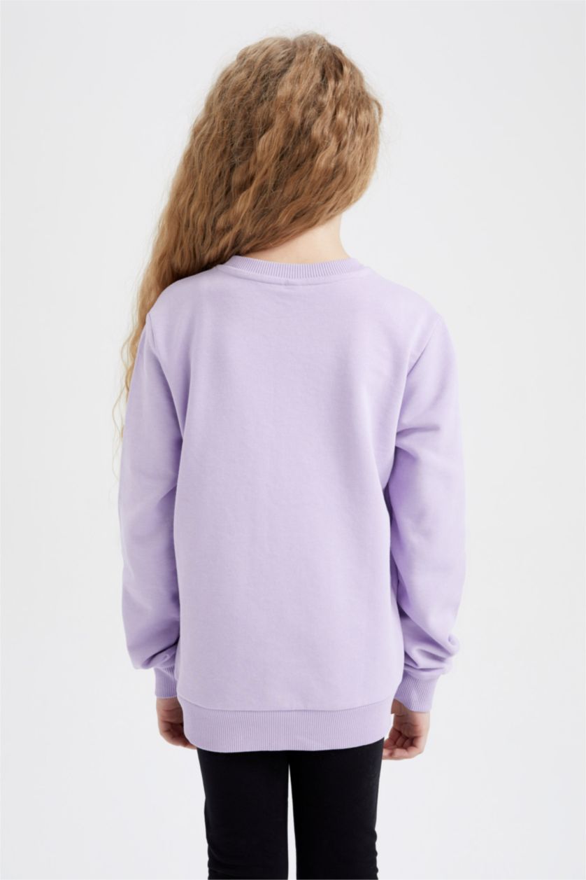 GIRLS & TEENS Light Lilac Regular Fit Crew Neck Sweatshirt