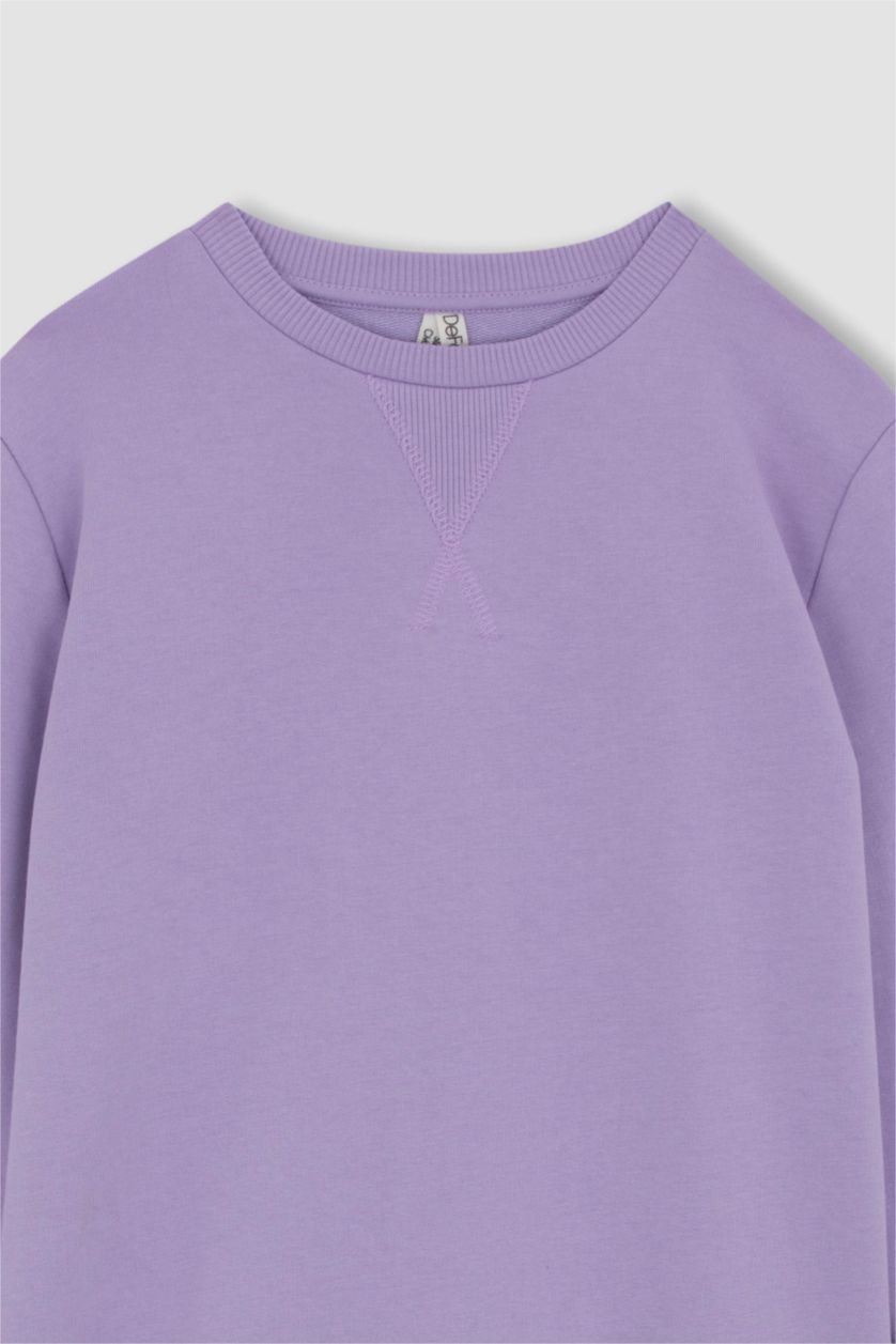 GIRLS & TEENS Light Lilac Regular Fit Crew Neck Sweatshirt
