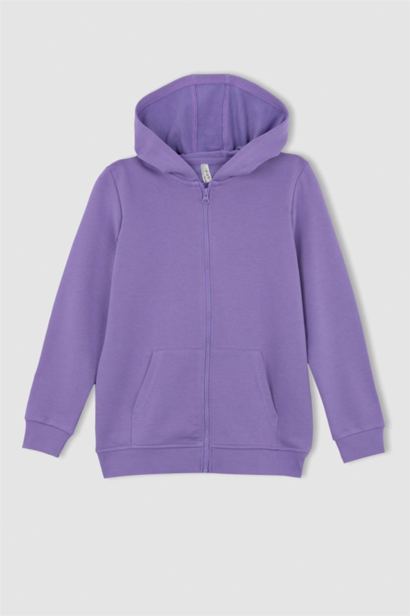 GIRLS & TEENS Dark Lilac Regular Fit Hooded Cardigan