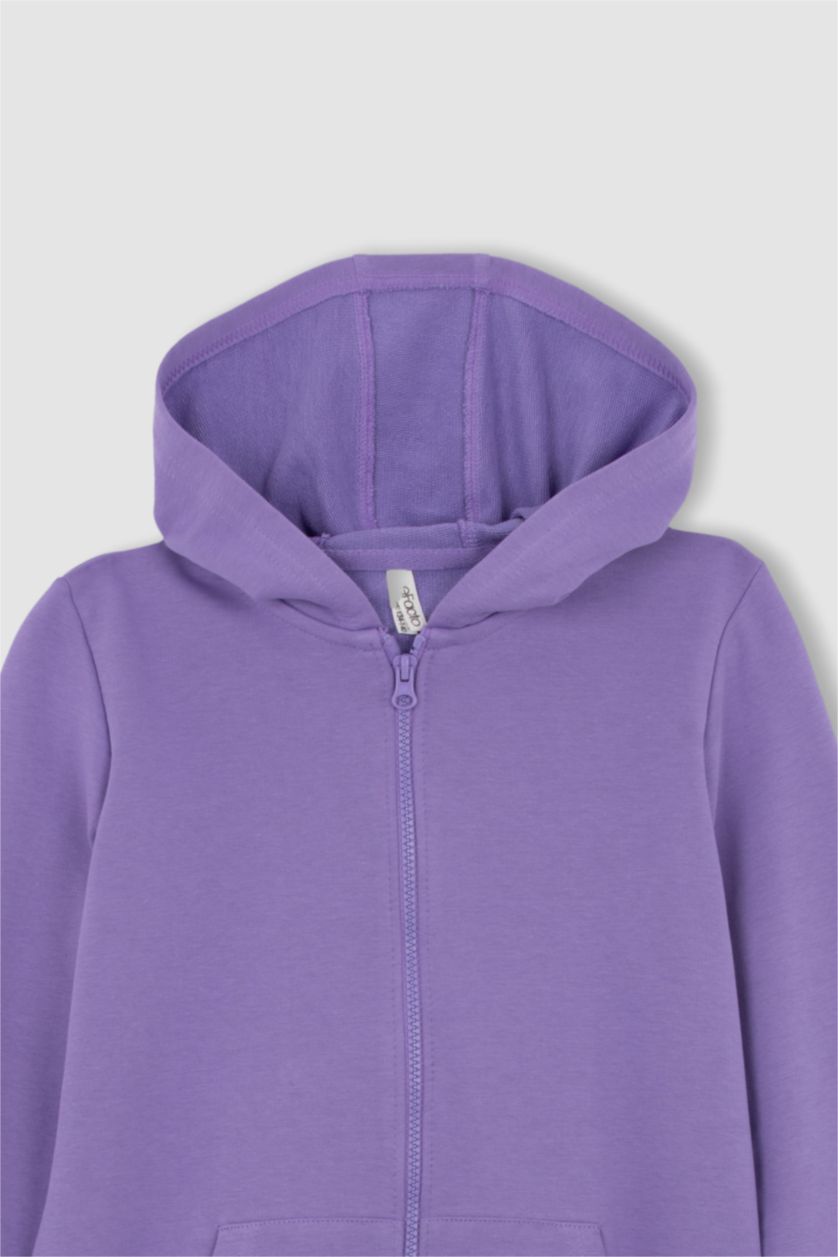 GIRLS & TEENS Dark Lilac Regular Fit Hooded Cardigan