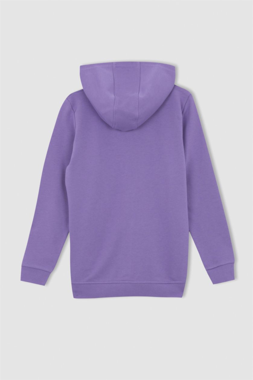 GIRLS & TEENS Dark Lilac Regular Fit Hooded Cardigan