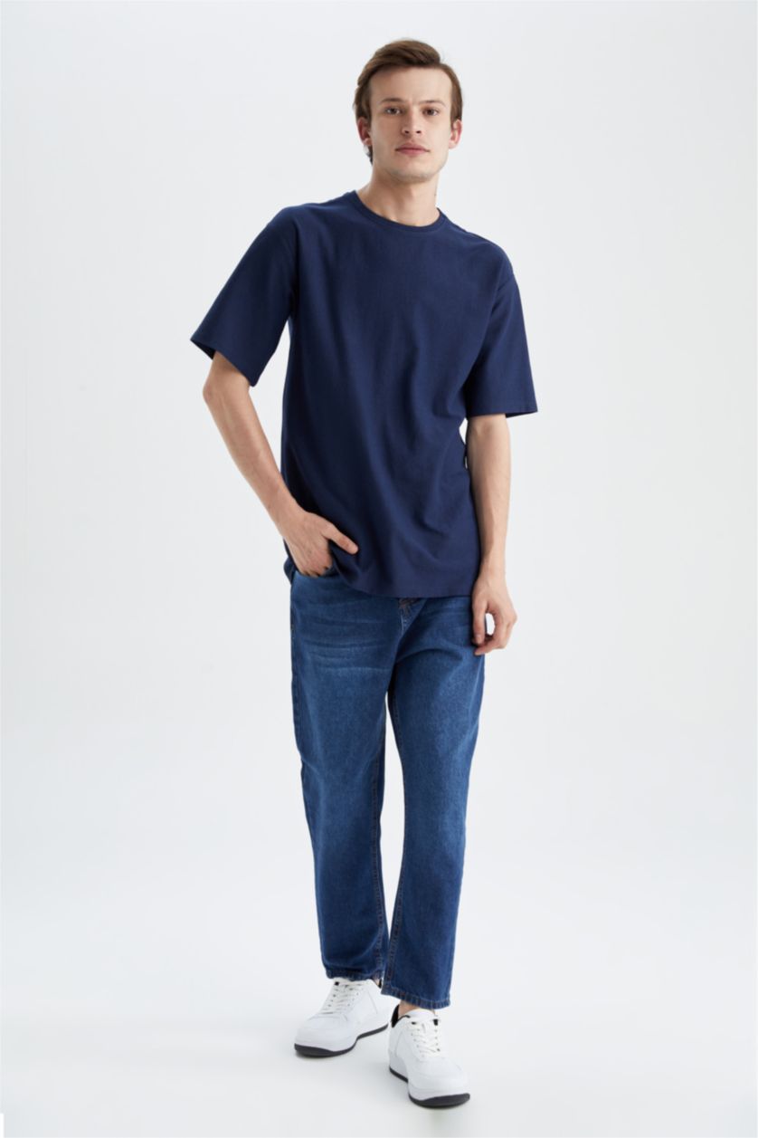 رجال كحلي Boxy Fit Short Sleeve T-Shirt