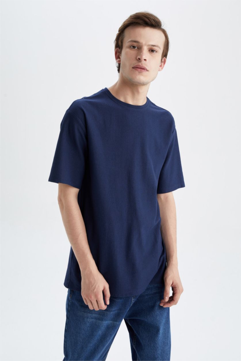 رجال كحلي Boxy Fit Short Sleeve T-Shirt