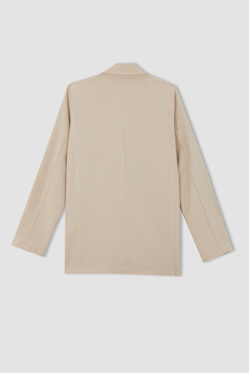 WOMAN Beige Loose Fit Linen Blended Blazer
