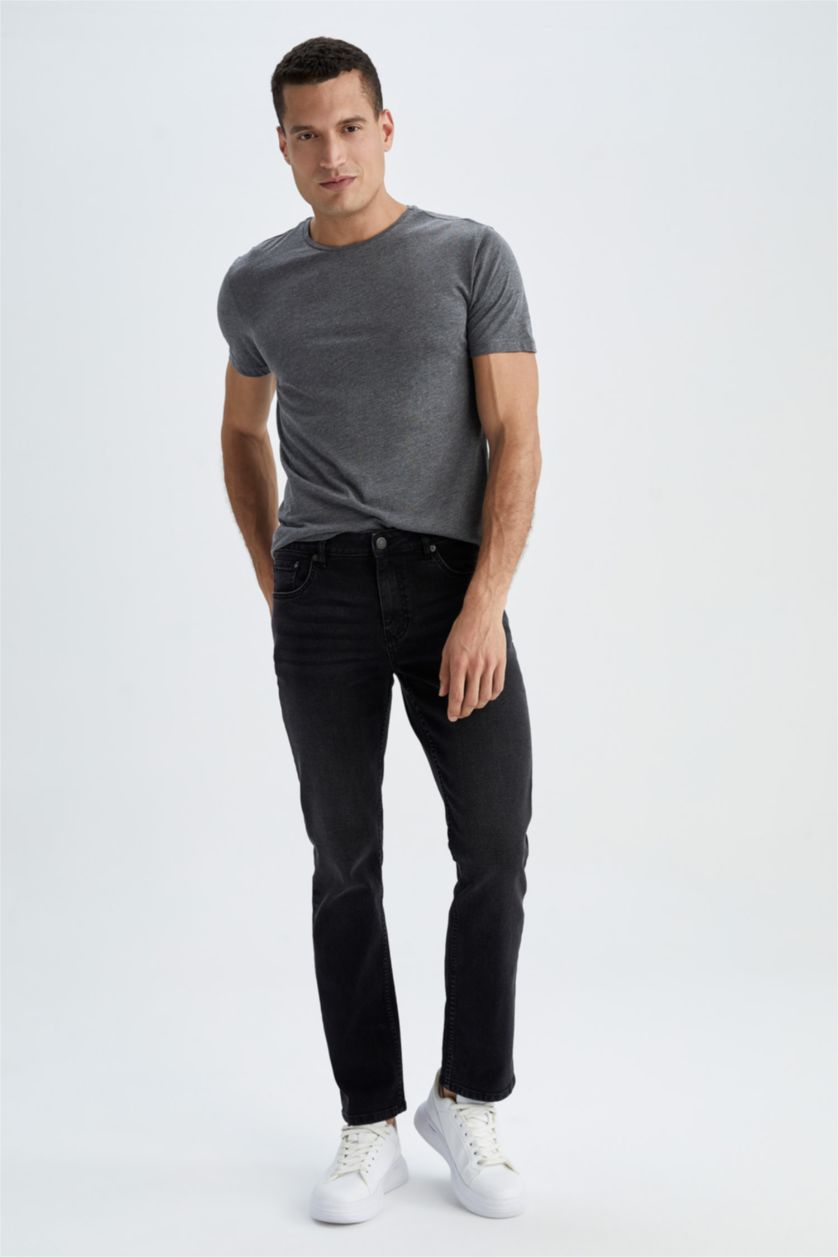 Erkek Antrasit Regular Fıt Kısa Kollu Tişört