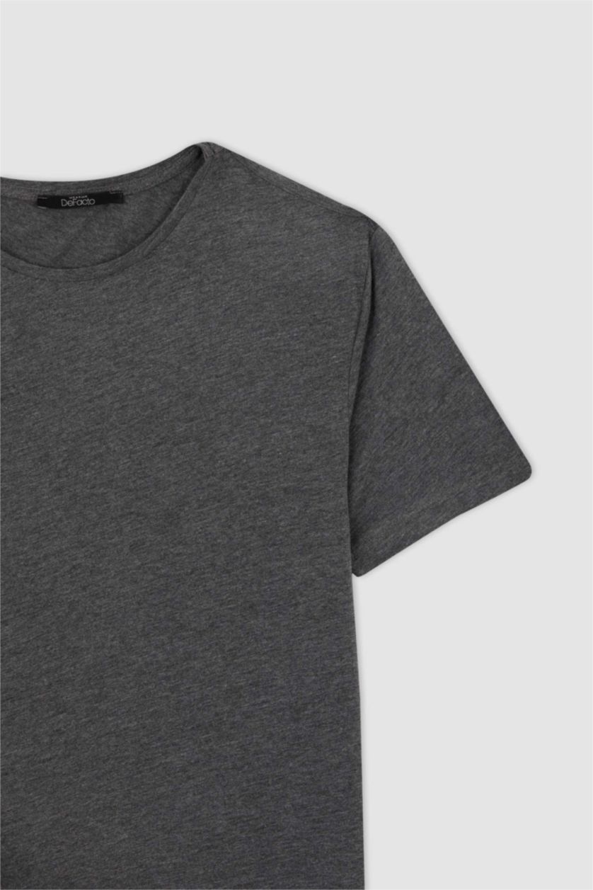 Erkek Antrasit Regular Fıt Kısa Kollu Tişört