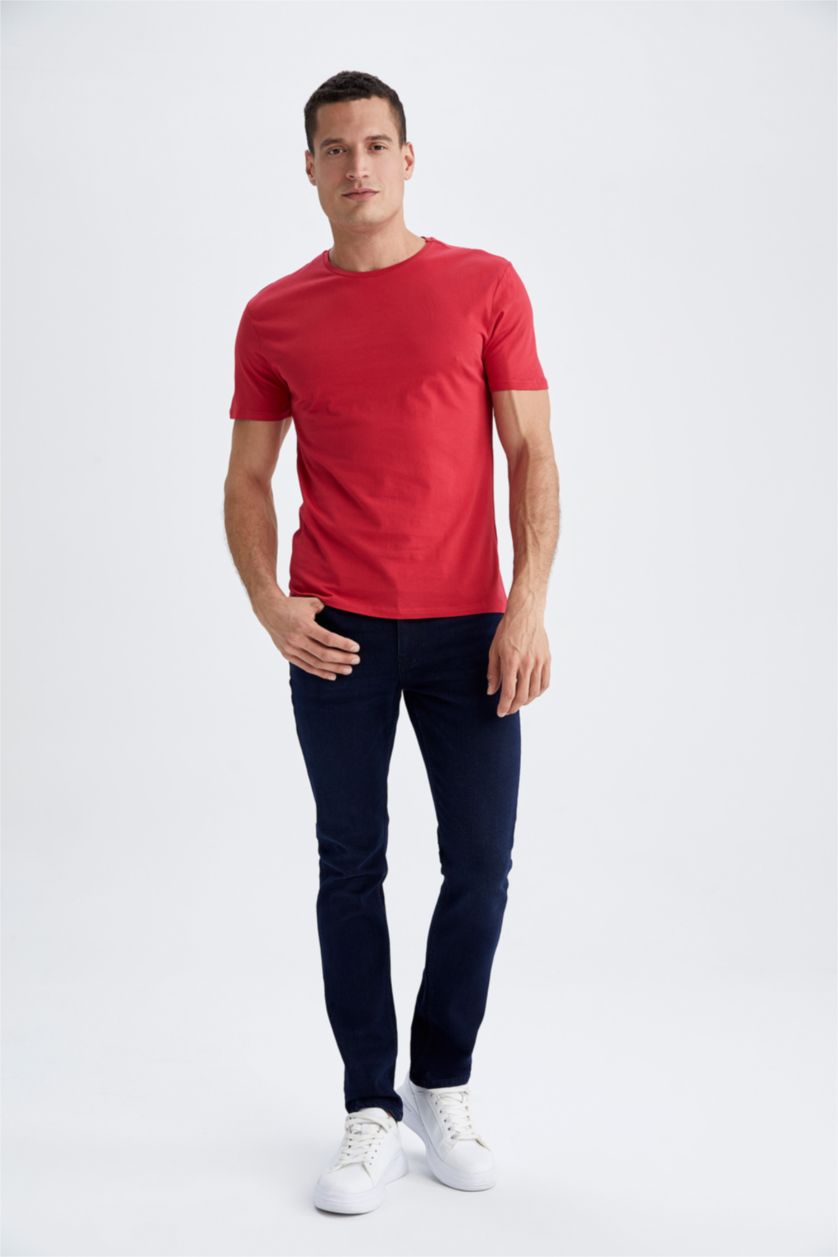 Erkek Kırmızı Regular Fıt Kısa Kollu Tişört