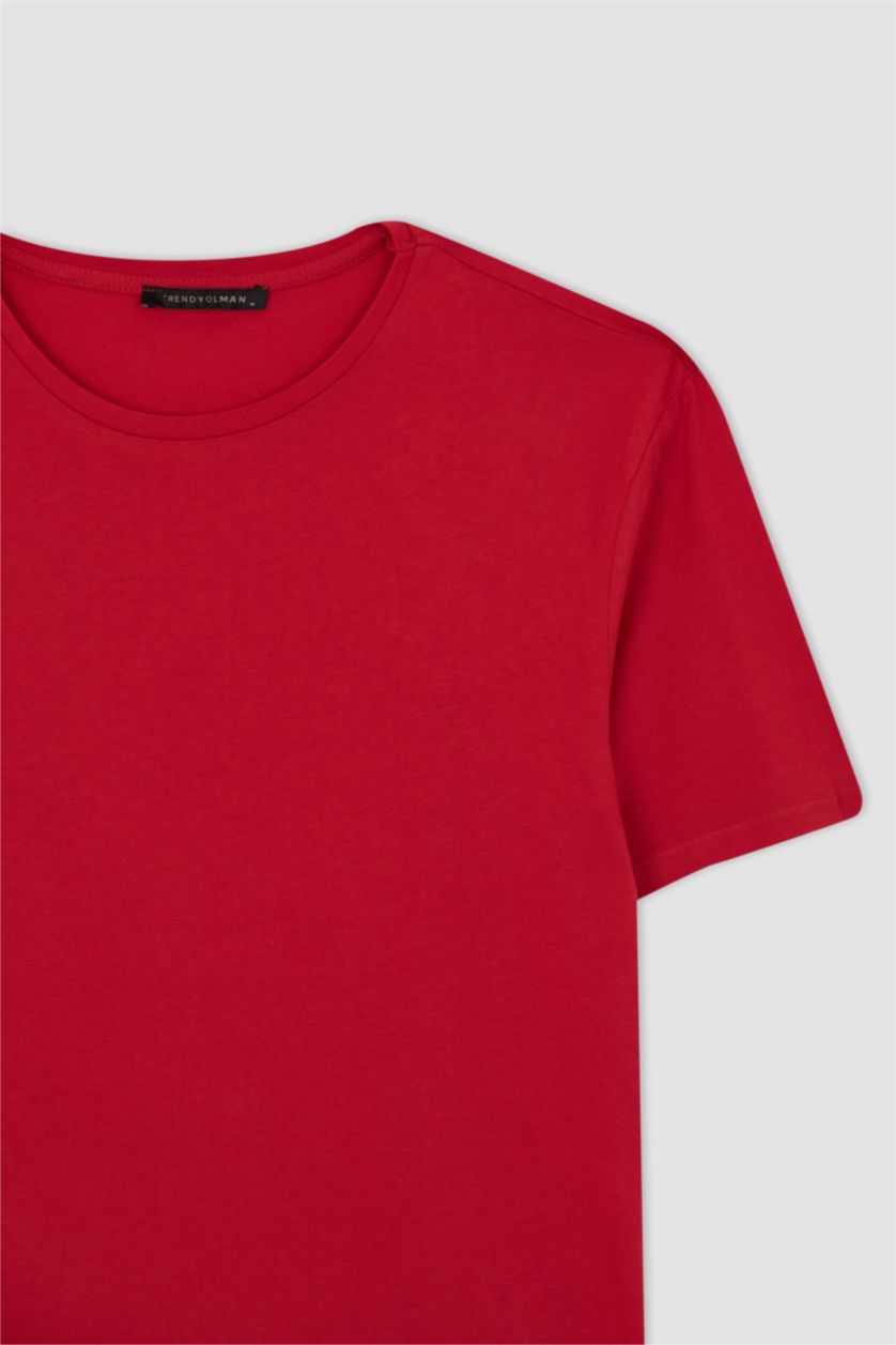 Erkek Kırmızı Regular Fıt Kısa Kollu Tişört