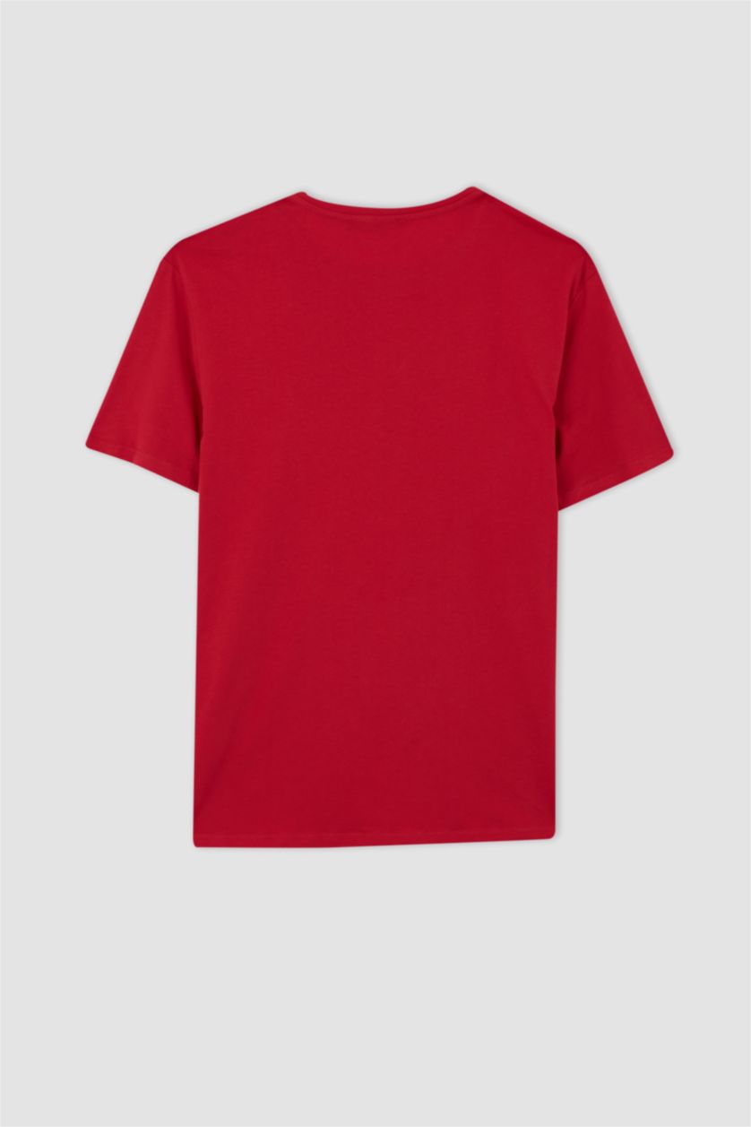Erkek Kırmızı Regular Fıt Kısa Kollu Tişört