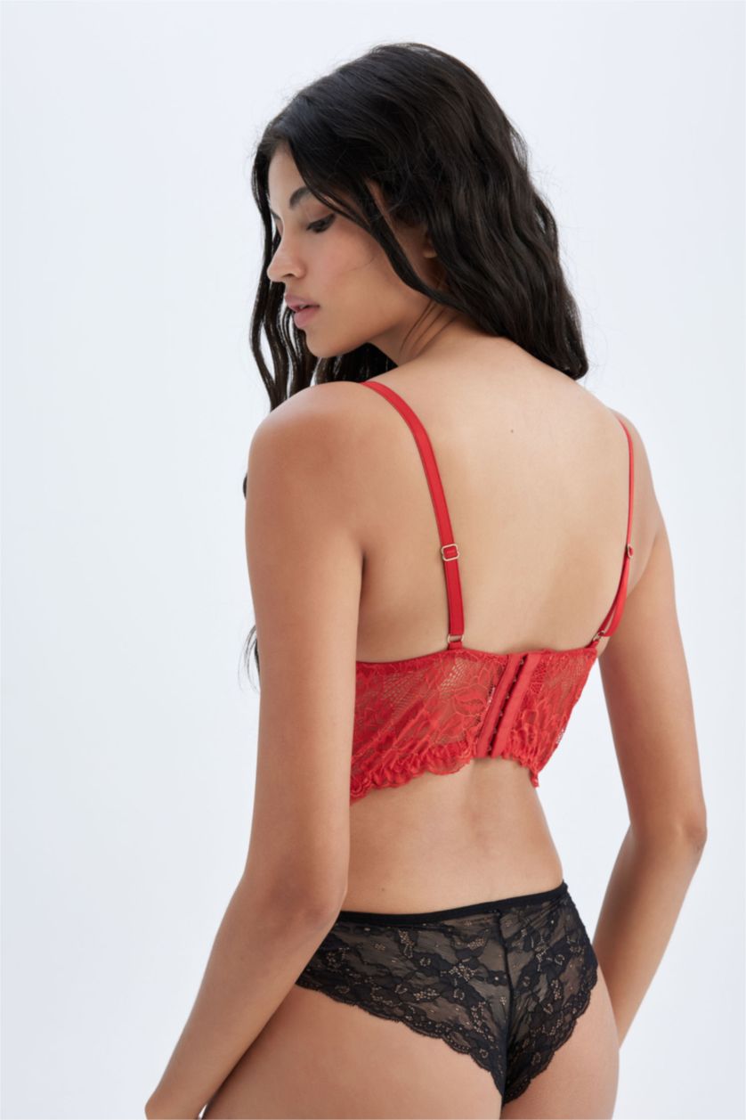 Woman Red Fall in Love Full Lace Push Up Bra