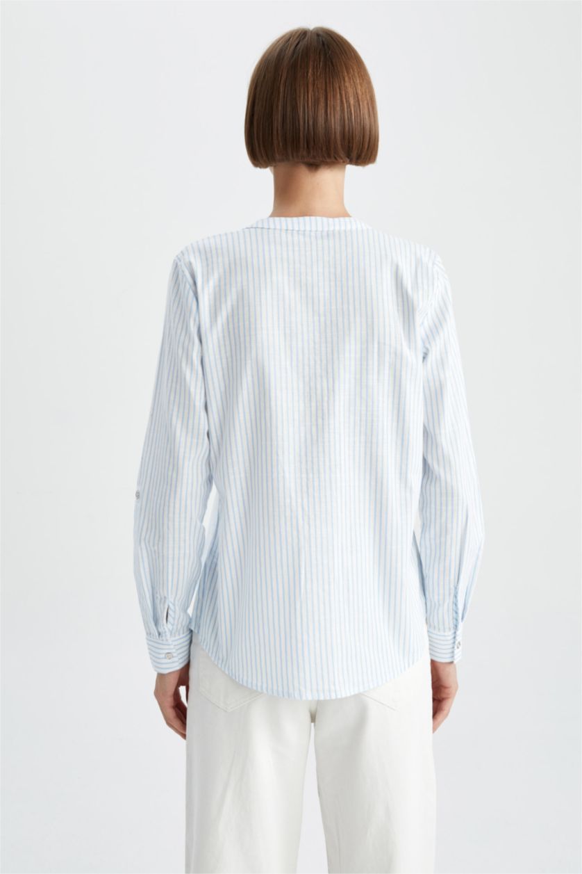 FEMME Bleu Chemise à Manches Longues Coupe Confortable