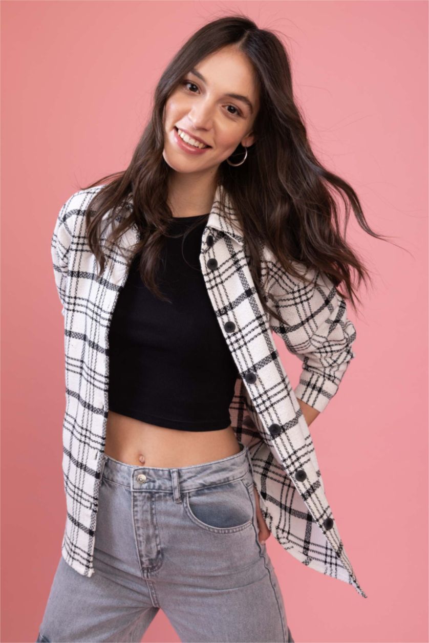 WOMAN Ecru Oversize Fit Long Sleeve Shirt