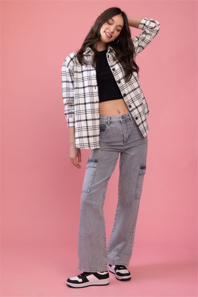 WOMAN Ecru Oversize Fit Long Sleeve Shirt