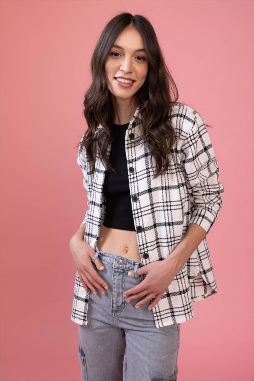 WOMAN Ecru Oversize Fit Long Sleeve Shirt