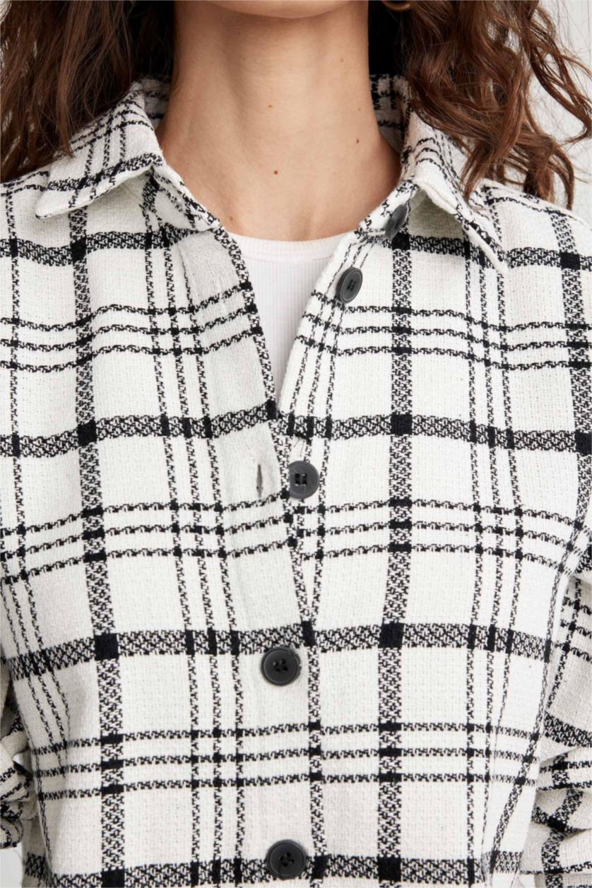 WOMAN Ecru Oversize Fit Long Sleeve Shirt