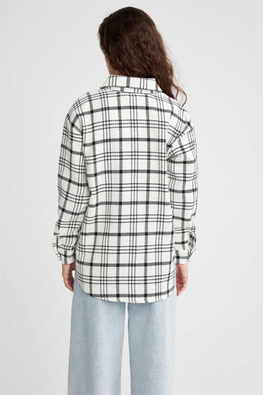 WOMAN Ecru Oversize Fit Long Sleeve Shirt