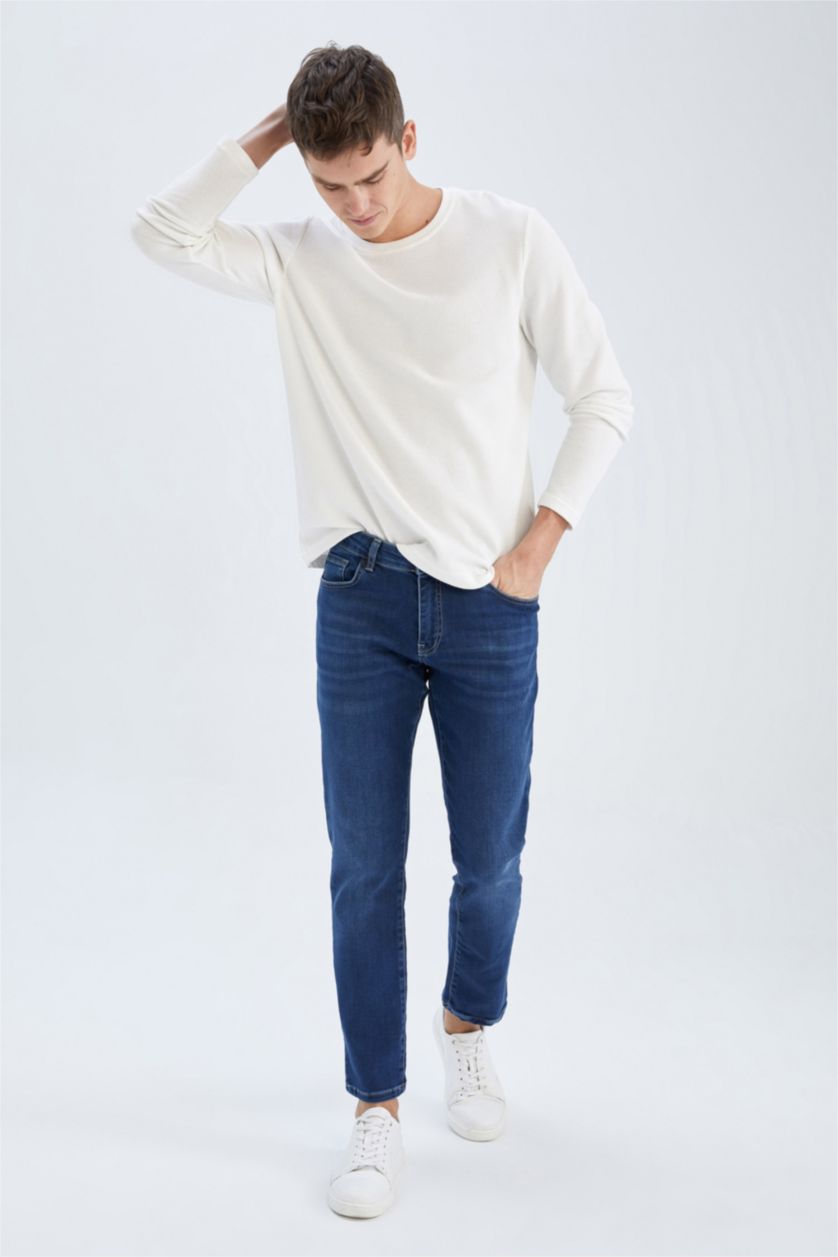 رجال أزرق غامق بنطلون جينز بيدرو بقصّة ضيقة مستدام