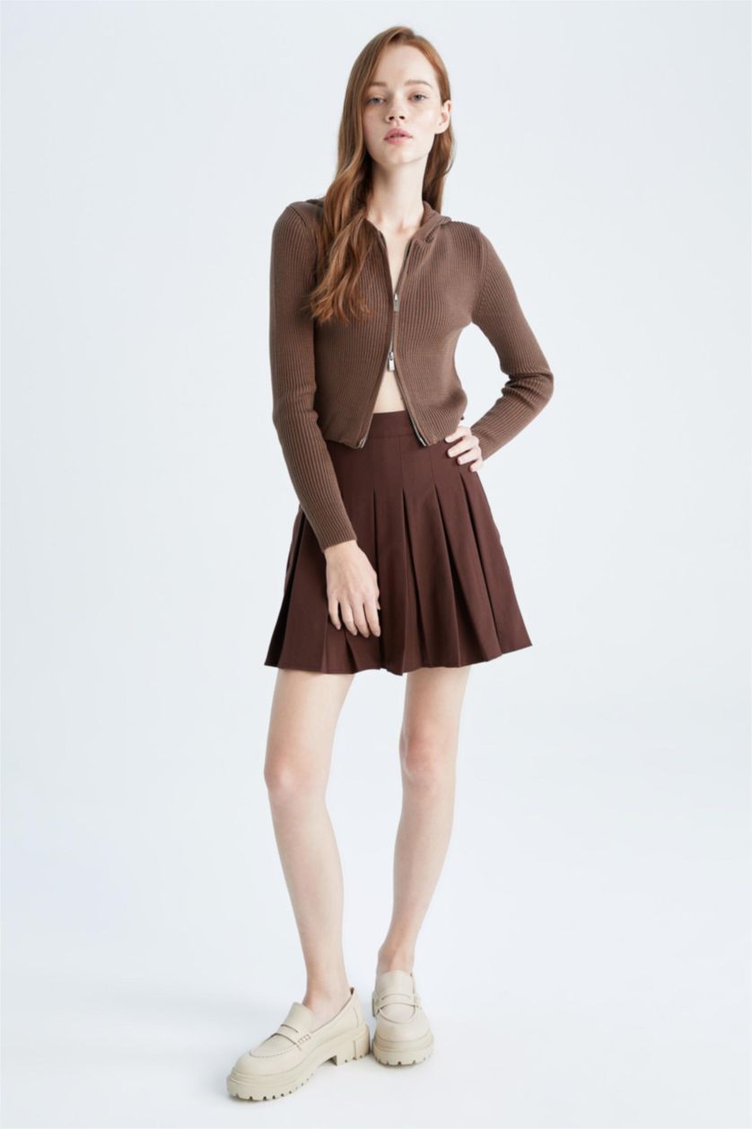 WOMAN Brown Cool Pleated Mini Skirt