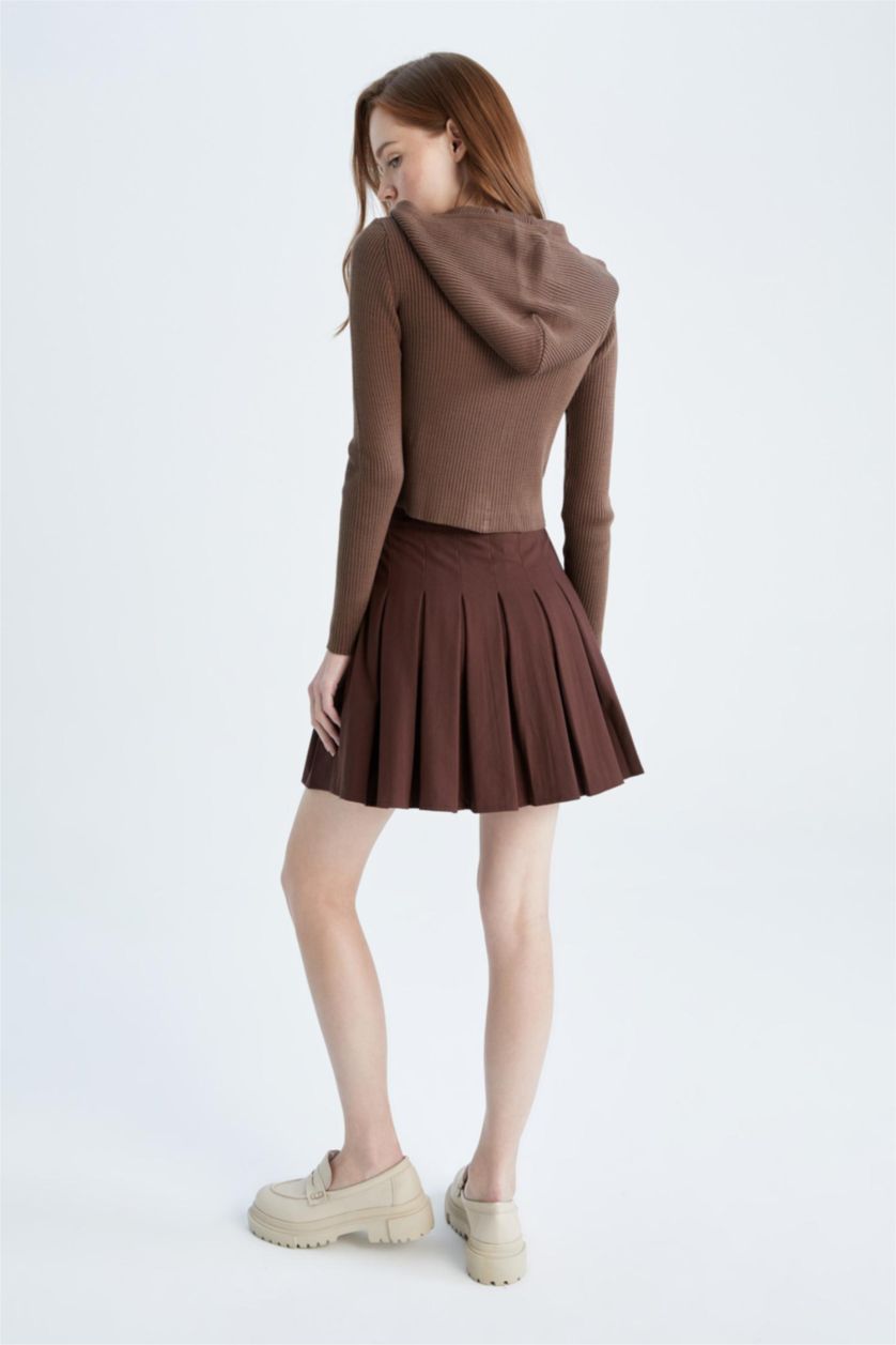 WOMAN Brown Cool Pleated Mini Skirt