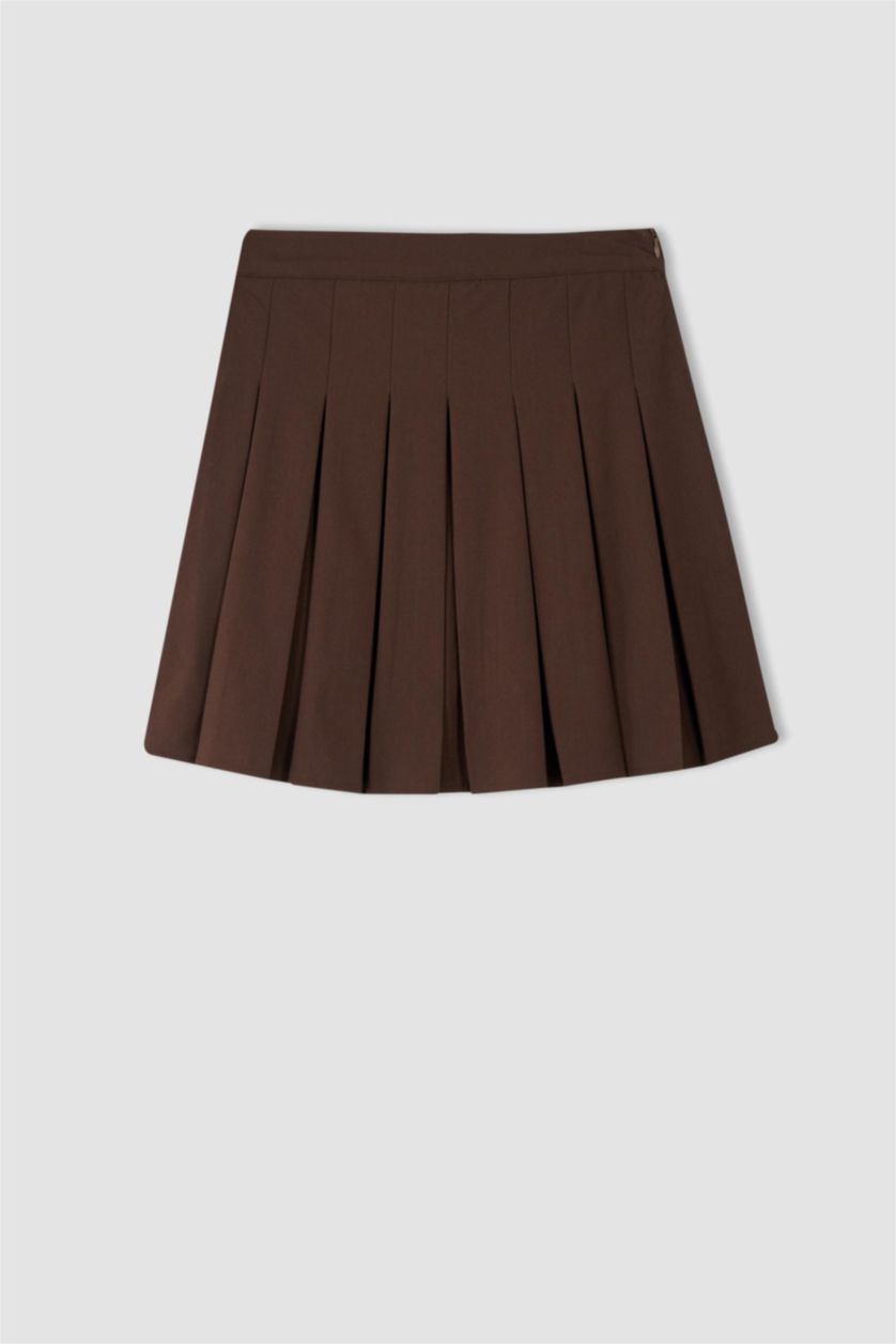 WOMAN Brown Cool Pleated Mini Skirt