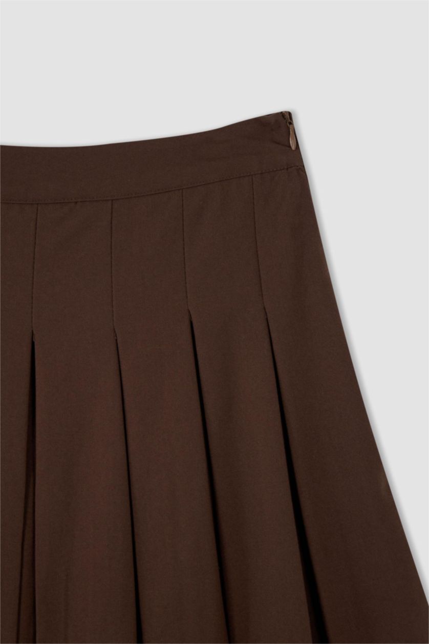 WOMAN Brown Cool Pleated Mini Skirt