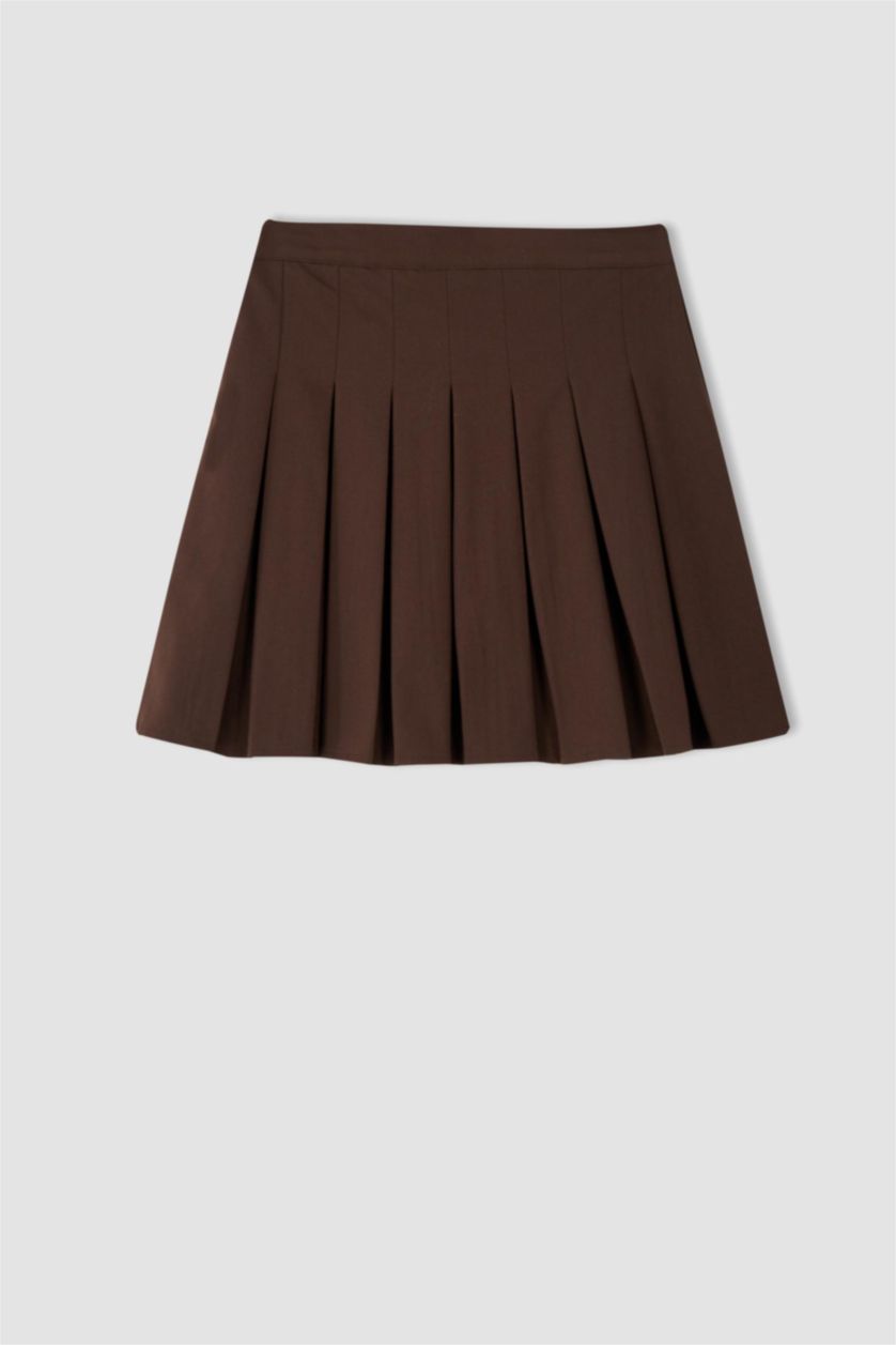 WOMAN Brown Cool Pleated Mini Skirt
