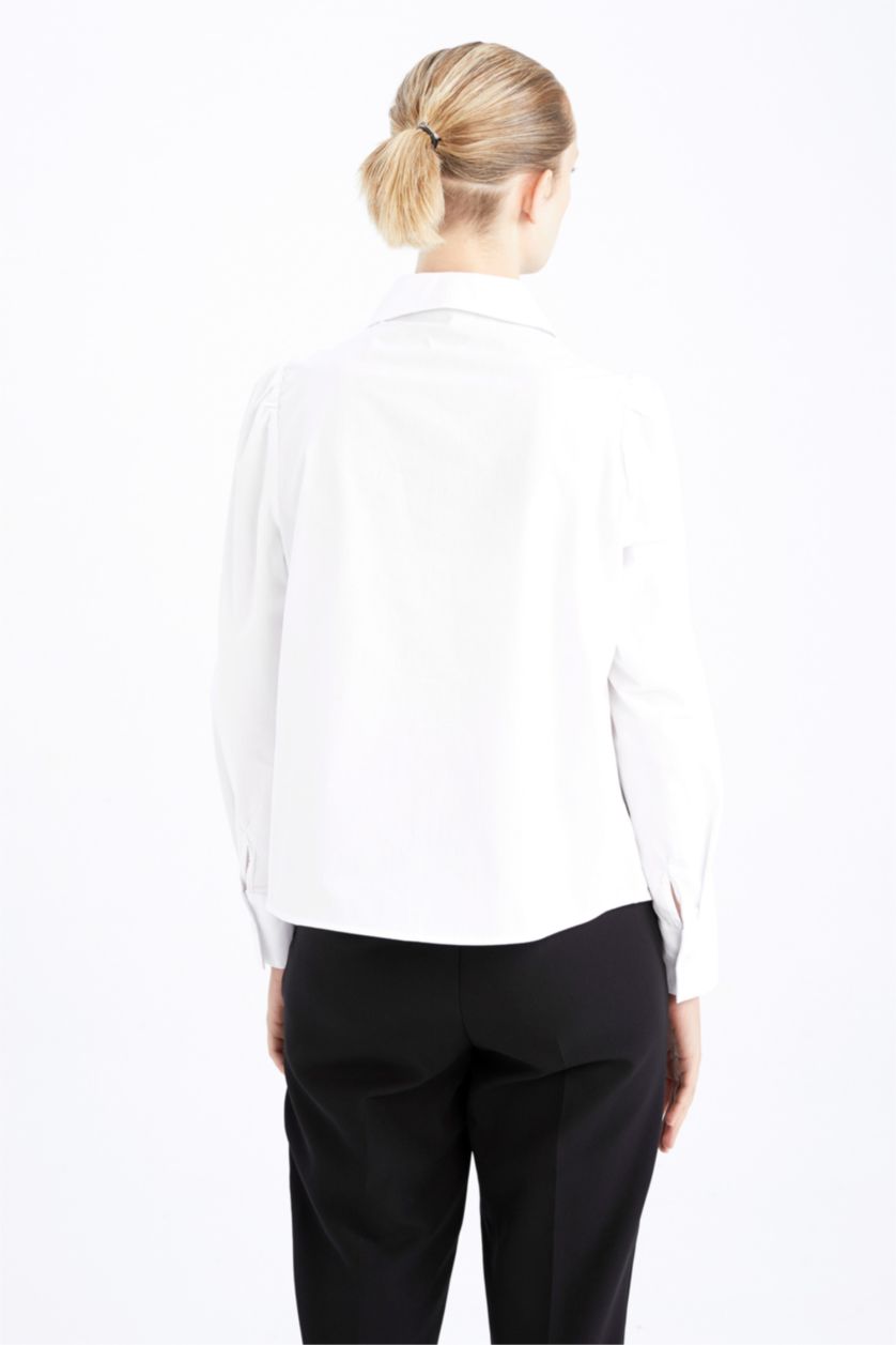 FEMME Blanc Chemises à manches longues Popeline Col De Chemise