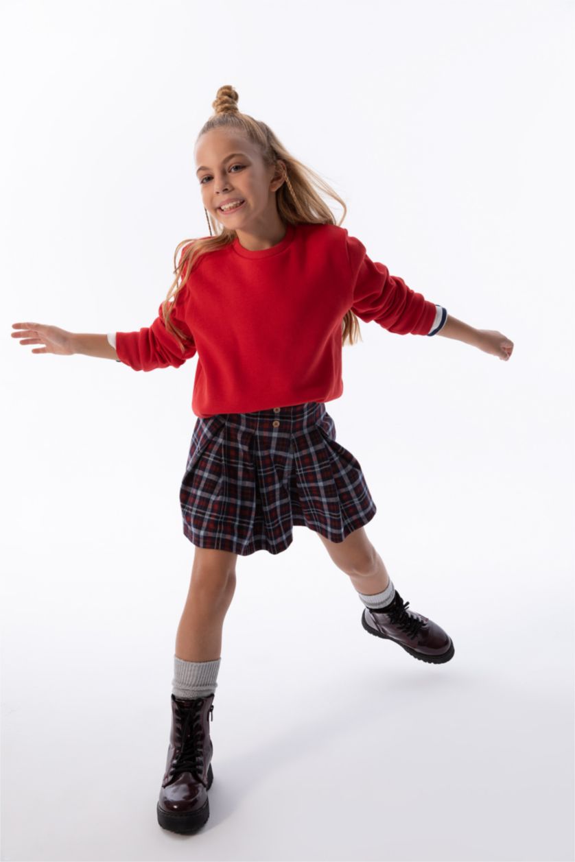 GIRLS & TEENS NAVY Girl Regular Fit Checkered Pleated Skirt
