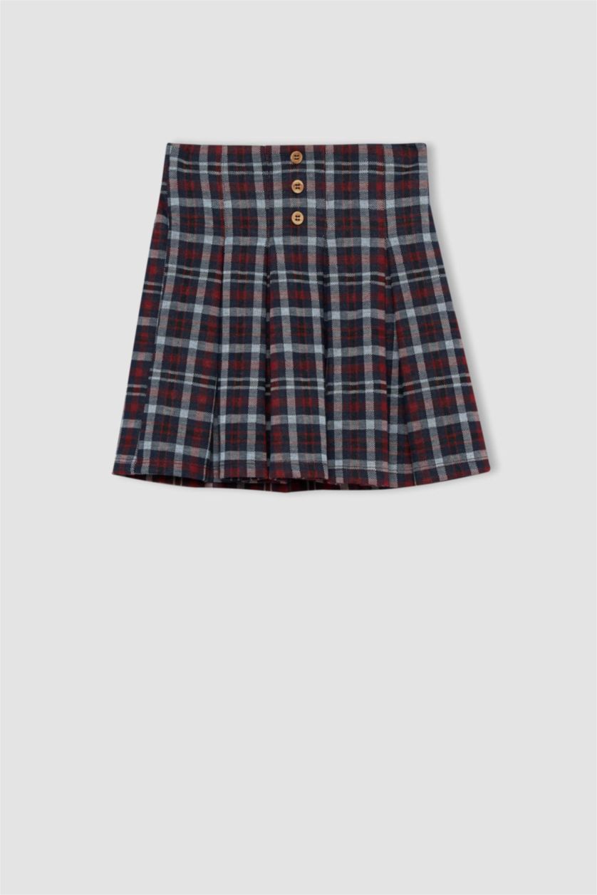 GIRLS & TEENS NAVY Girl Regular Fit Checkered Pleated Skirt