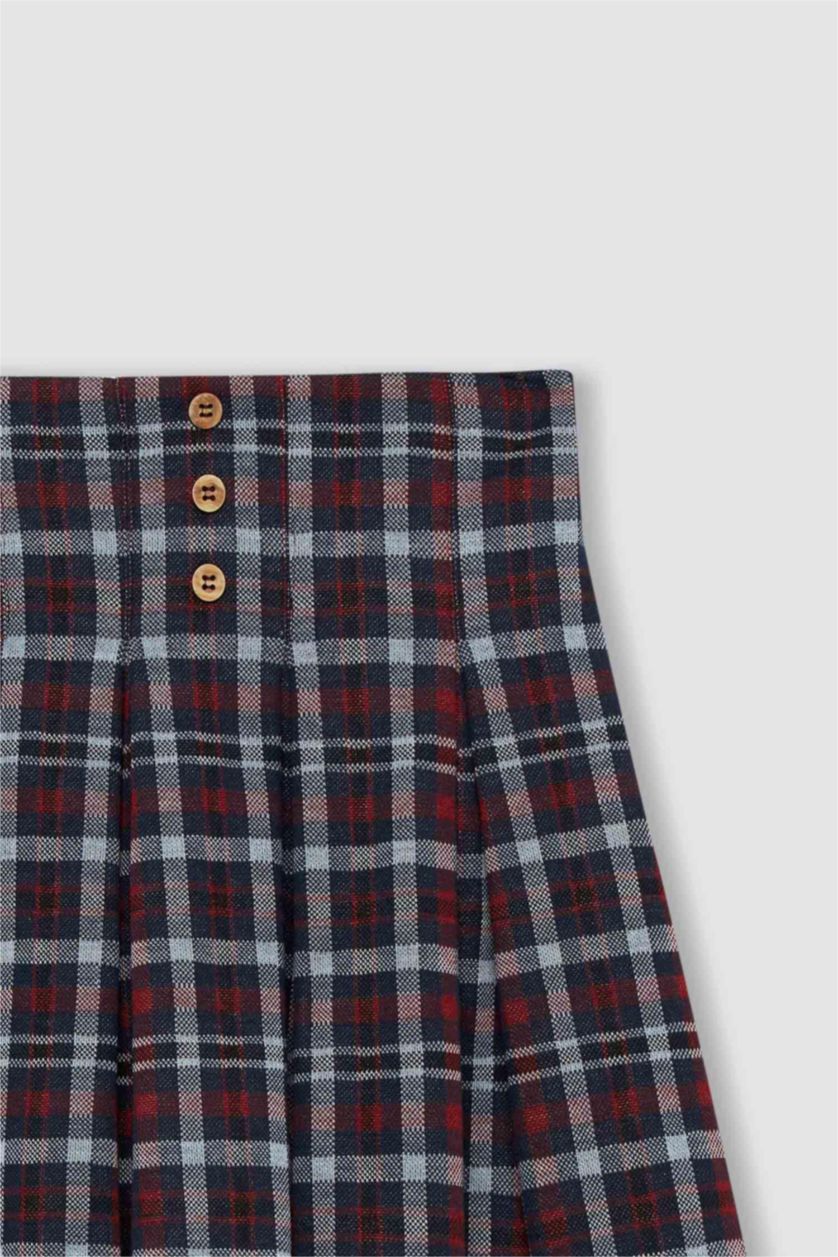 GIRLS & TEENS NAVY Girl Regular Fit Checkered Pleated Skirt