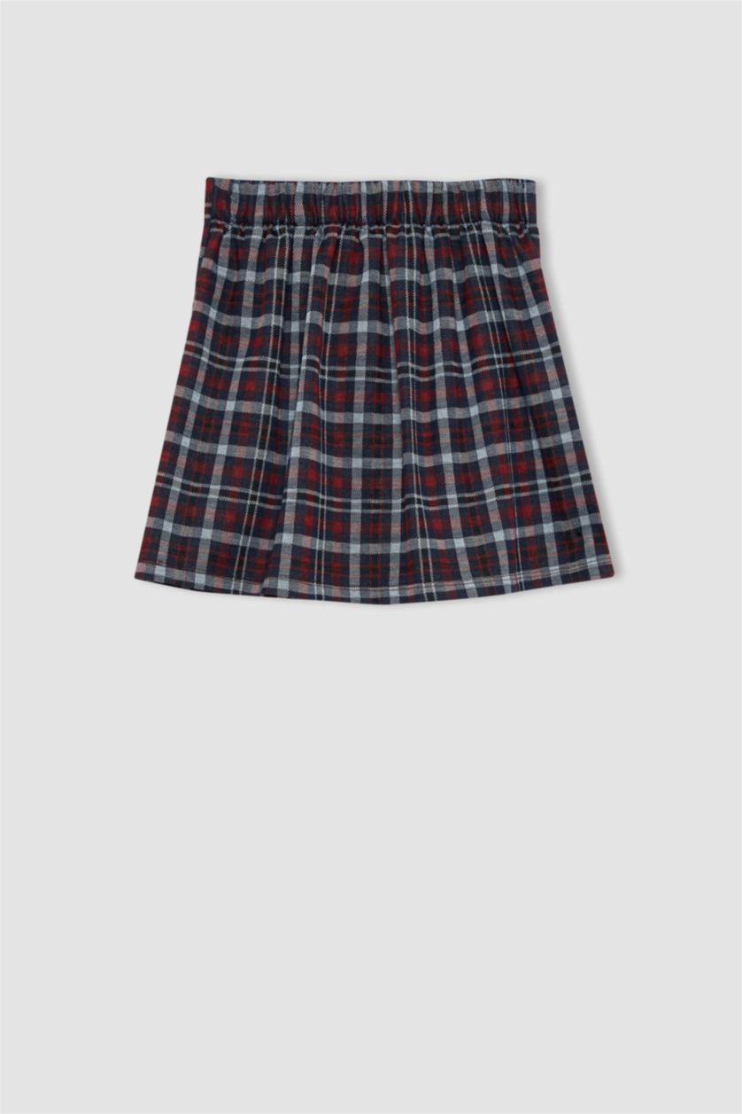GIRLS & TEENS NAVY Girl Regular Fit Checkered Pleated Skirt