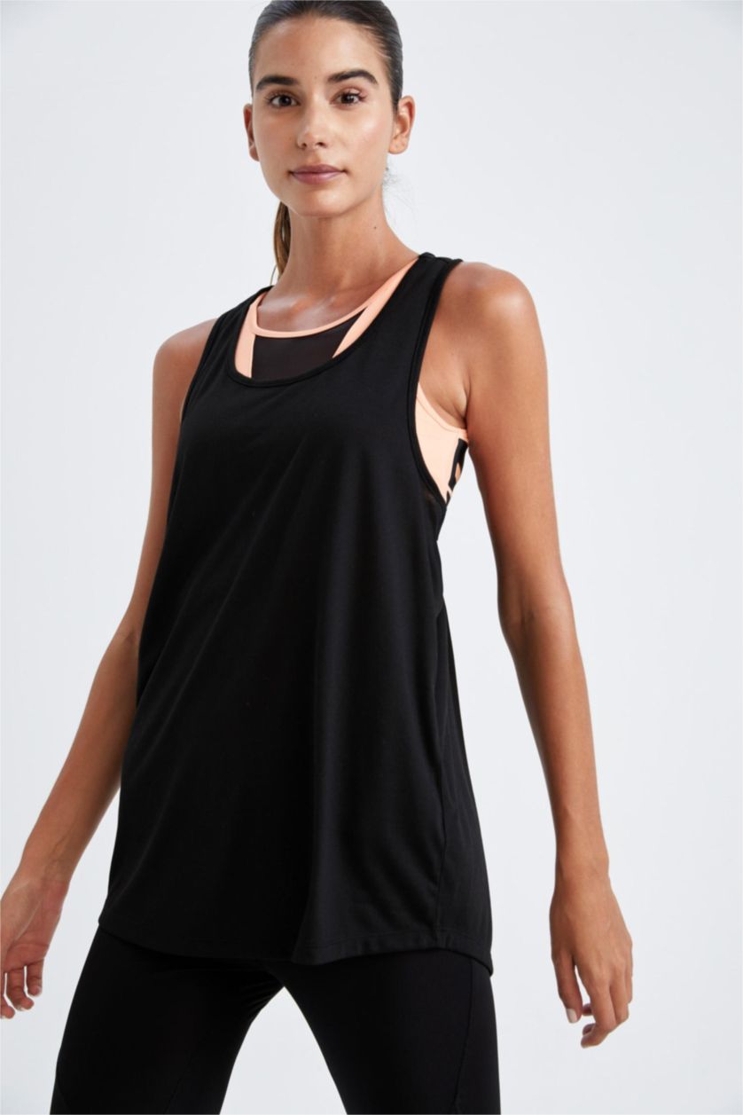 WOMAN Black Defacto Fit Standard Fit Crew Neck Singlet