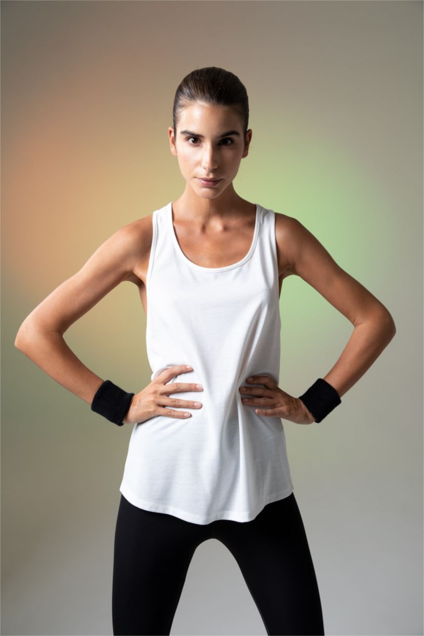 WOMAN Ecru Defacto Fit Standard Fit Crew Neck Singlet