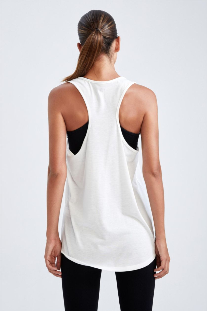 WOMAN Ecru Defacto Fit Standard Fit Crew Neck Singlet