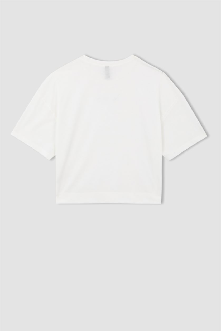 WOMAN Ecru Defacto Fit Crew Neck Short Sleeve T-Shirt