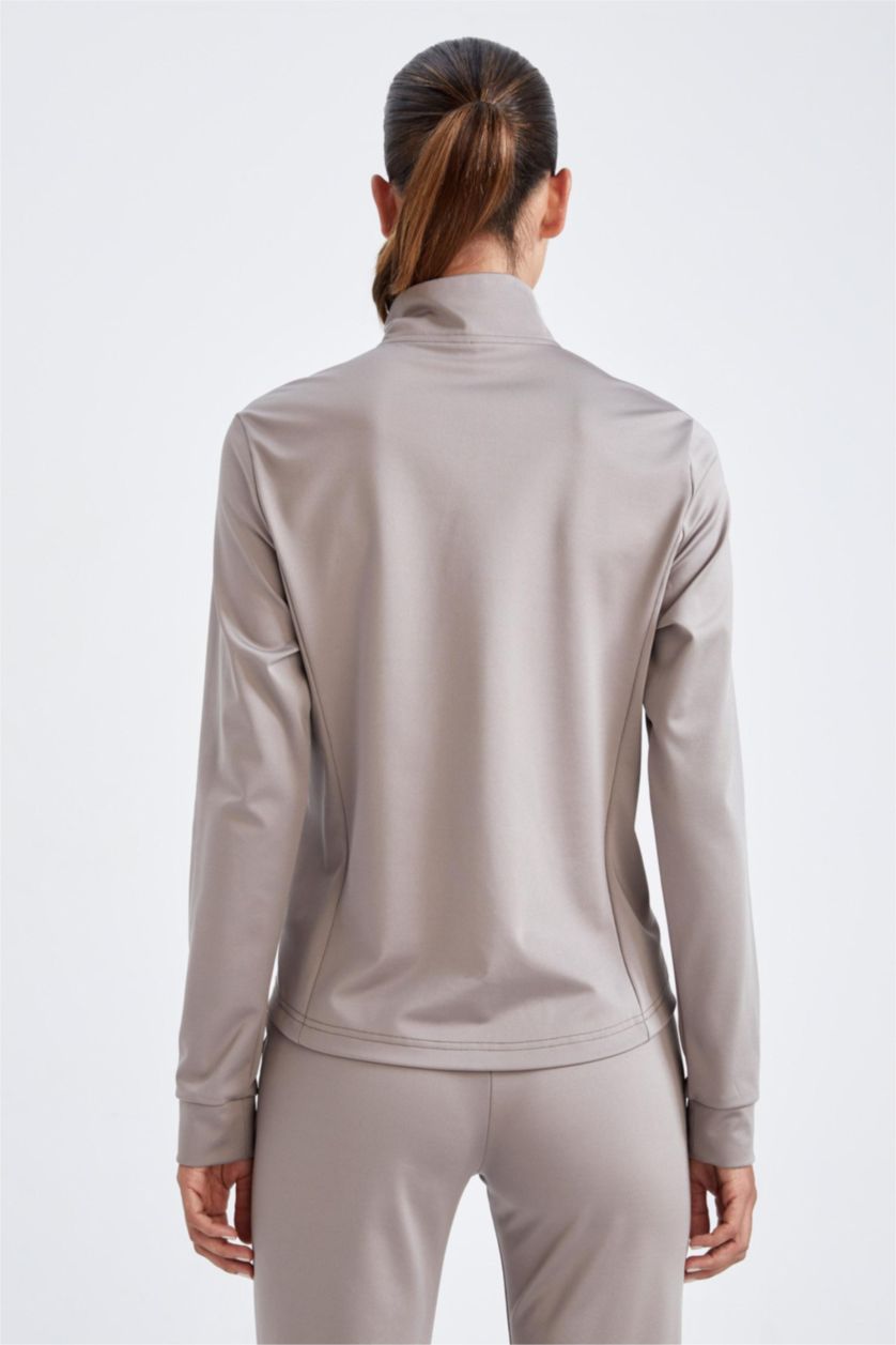 WOMAN Grey DeFactoFit Standard Fit Scuba Diver Fabric Cardigan