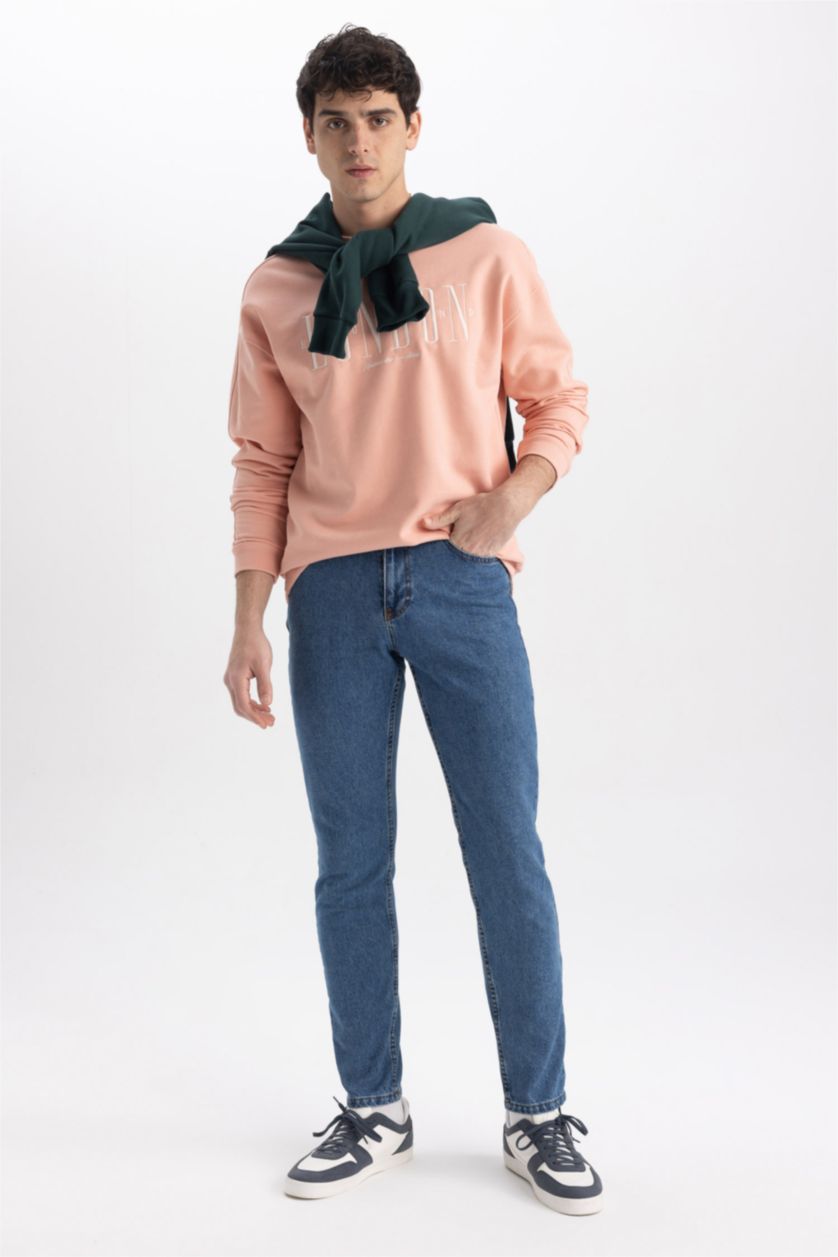 HOMME Bleu Pantalon Coupe fuselée régulière