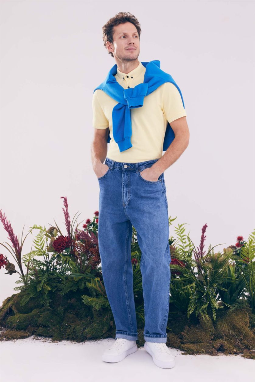 HOMME Bleu Pantalon Coupe fuselée régulière