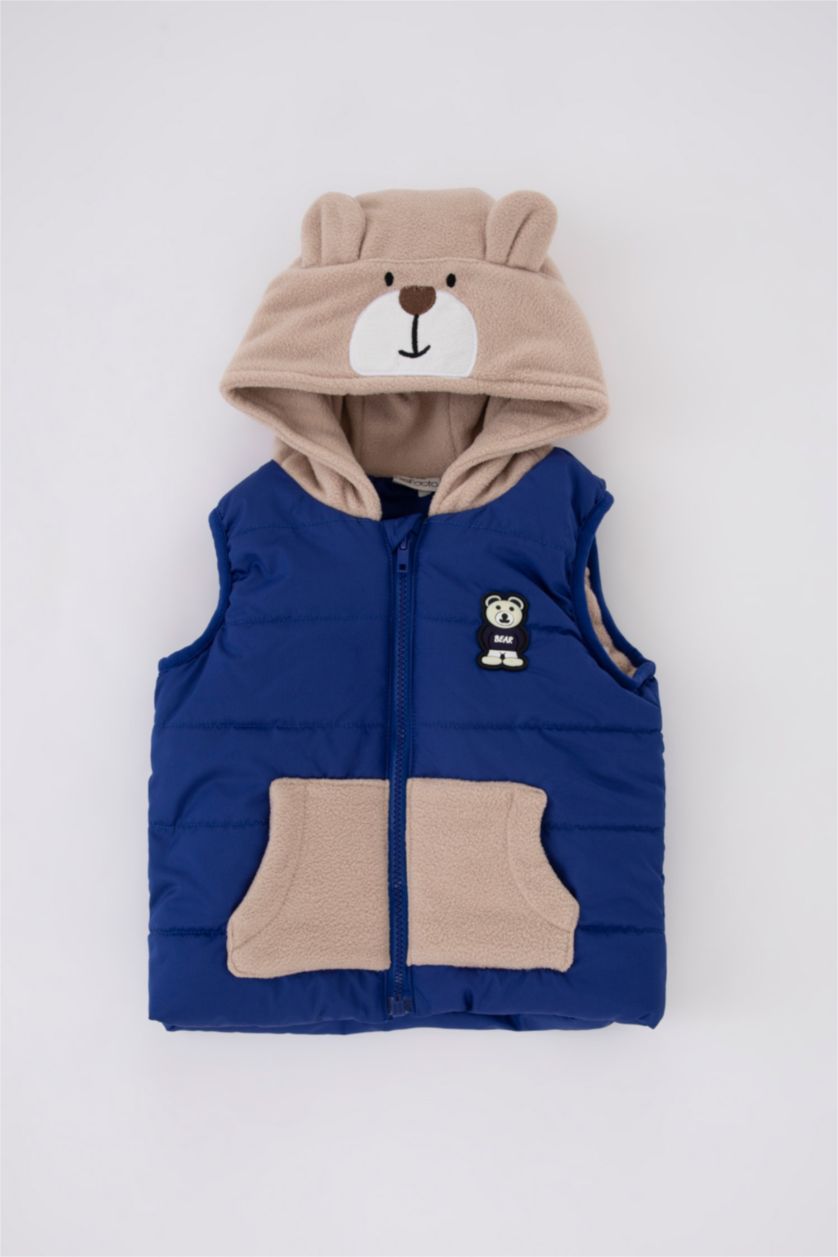 BABY BOY Sax Baby Boy Fleece Lined Hooded Vest