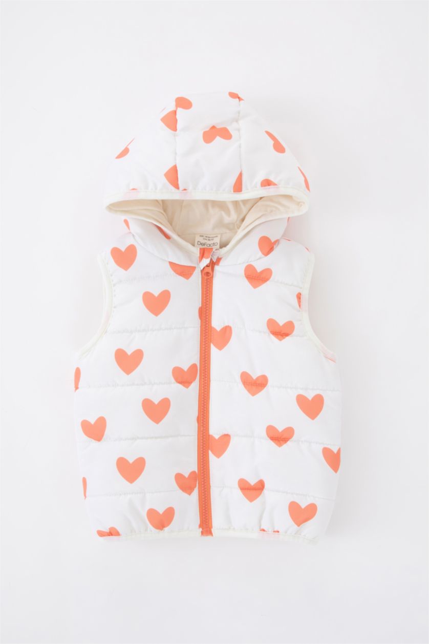 BABY GIRL Salmon Baby Girls Water Repellent Hooded Inflatable Vest