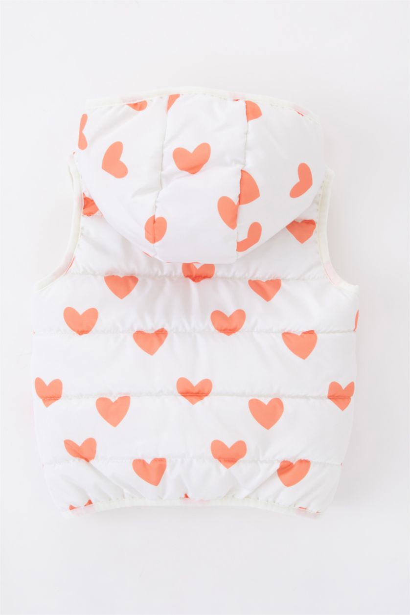 BABY GIRL Salmon Baby Girls Water Repellent Hooded Inflatable Vest