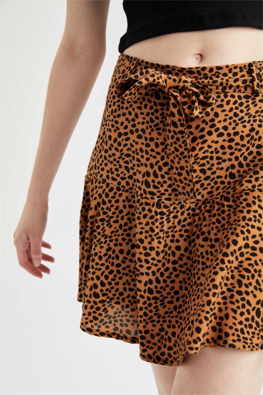 WOMAN Camel Printed Mini Skirt