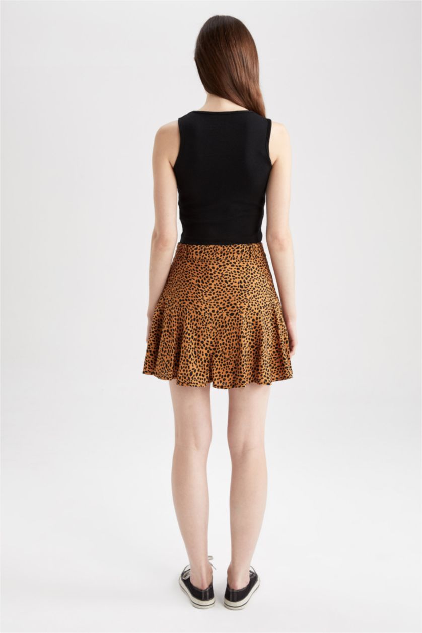 WOMAN Camel Printed Mini Skirt